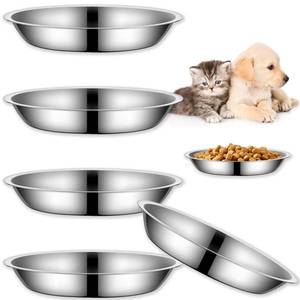 lot 6354 image: 4Packs Cat-Bowls Cat Food Bowl - 6.1 Inch Stainless Steel Cats Feed Bowl for Indoor Cats Shallow and Wide Wet Food Plate Pet Feeding Whisker Fatigue Relief Pet Plate for Kitten Puppy (Type-B)