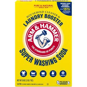 lot 6393 image: ARM and HAMMER Super Washing Soda Household Cleaner and Laundry Booster, 55 oz Box