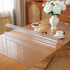 lot 6402 image: Frosted Clear Table Protector 14 x 24 Inch, 1.5mm Thick Plastic Table Cover, Waterproof PVC Clear Table Cover Protector, Desk Protector Mat, Writing Desk Pad for Desktop, Coffee and Dining Room Table