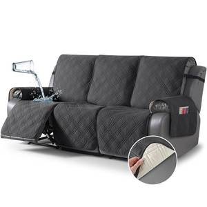 lot 6408 image: TAOCOCO 100percent Waterproof Recliner Sofa Cover, Non Slip Split Couch Covers for Reclining Couches with Elastic Straps, Reclining Sofa Cover Furniture Protector for Kids Pets(3 Seater, Charcoal Gray)