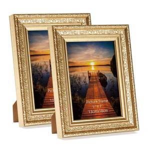 lot 6410 image: Edenseelake 5x7 Picture Frames Set of 2, Vintage Gold Photo Frame 5 by 7 for Tabletop or Wall Display
