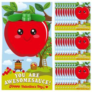 lot 6425 image: Eaasty 48 Pcs Applesauce Valentines Tags Valentinefts Day Applesauce Gift Cards Apple Sauce Pouch Tags for Apple Sauce Treats Youftre Awesomesauce Label Cards for Decorations Wrapping Supplies