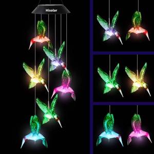 lot 6435 image: HiSolar Hummingbird Solar Wind Chimes Outdoor Color Changing LED Solar Chimes Light Birthday Gifts for Women Garden Gifts for Mom Grandma Mothers Day Memorial Wind Chimes