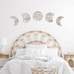 lot 6444 image: Jetec 5 Pcs Moon Phase Wall Art Decor Wall Pediments Hanging Wooden Phase Spiritual Bedroom Nordic Boho Lunar Aesthetic Art for Living Room Dorm Apartment Ornament(Vintage Color,10.6 Inch,Botanical)