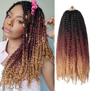 lot 6448 image: TUVOJALE Marley Twist Braiding Hair 14 inch Afro Kinky Curly Crochet Braids 8 Packs Cuban Twist Braids Synthetic Low Maintenance Skin-Friendly Marley Hair Extensions(1B3027,14 inch,Packs of 8)