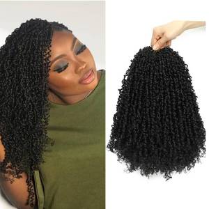lot 10276 image: Youngther Yanky twist crochet hair 8 Inch 6 Pack Pre-Twisted Fluffy Short Passion Twist crochet hair for black women Soft crochet hair pre looped for kids senegalese twist hair extension (1B)