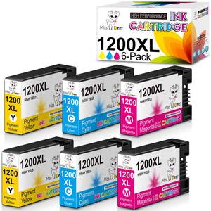 lot 10290 image: Miss Deer Maxify 1200 Ink Cartridges Color, Compatible Replacement for Canon 1200XL PGI1200 XL for Maxify MB2720 MB2120 MB2020 MB2050 MB2320 MB 2720 2120 Printer (2 Cyan, 2 Magenta, 2 Yellow) 6-Pack