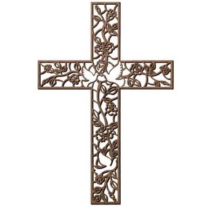 lot 10295 image: Yookeer Wooden Wall Hanging Cross Flower Pigeon Religious Home Living Room Decor Rustic Wooden Wall Cross Decoration for Home