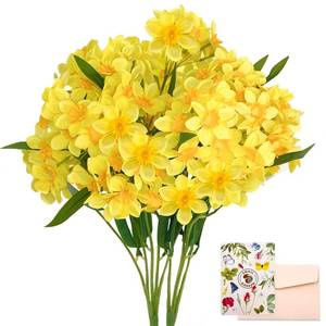 lot 10303 image: SNAIL GARDEN 2 Bunches 120 Blooms Artificial Daffodils, 18.9�Silk Narcissus, Faux Daffodils for Home Garden Office Wedding Party Decor, DIY Flower Arrangements