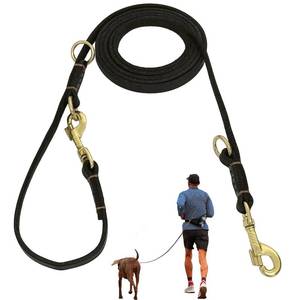 lot 10305 image: Leather Dog Leash 8ft for Small Medium Dogs, Luxurious Leather Puppy Leash with Multi-Function and Hands-Free, Durable Double - Stitched Lead for Walking and Running (Black)