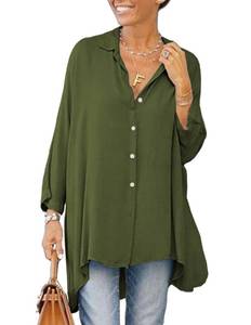 lot 10311 image: Aoysky Womens Oversized T Shirts Button Down Long Sleeve Shirt V Neck Collar Loose Flowy Blouse