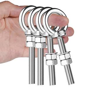 lot 10325 image: M10 Shoulder Eye Bolts 2.75 X38in Premium Stainless Steel with 2 Nuts and 1 Washer Heavy Duty Eyebolts for Versatile Use 4 Packin