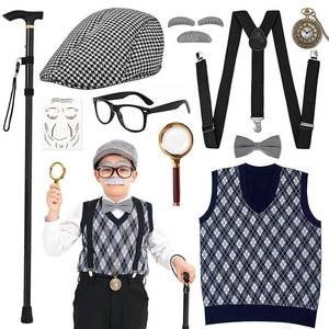 lot 10331 image: MGparty 100th Day of School Costume for Boys, Old Man Costume for Kids, Cosplay Grandpa Dress Up Accessories