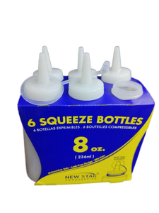 lot 10357 image: 6-Pack Plastic Squeeze Bottles 8oz