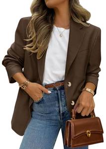 lot 10402 image: PRETTYGARDEN 2026 Blazers for Women Business Casual Long Sleeve Lapel Open Front Suit Jacket Work Blazer with Pockets (Dark Brown,Small)