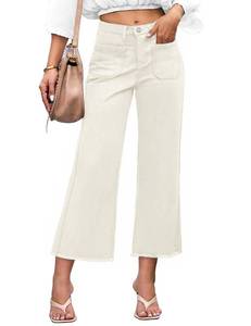 lot 10409 image: KICZOY Women Cropped Jeans High Waist Capris Flare Denim Pants 2026 A-White, XS