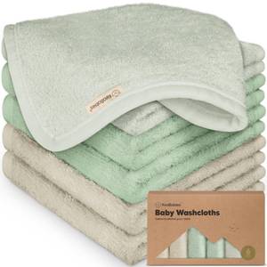 lot 10414 image: 6-Pack Baby Washcloths � Soft Absorbent Viscose from Bamboo Washcloths for Face, Body, Baby Towels for Newborn, Kids, Toddlers, Infant, Gentle on Sensitive Skin, 10x10 Reusable Face Towels (Hills)