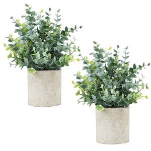 lot 10421 image: Velener 2 Pcs Small Fake Plants Eucalyptus, Artificial Plants Indoor for Shelf, Potted Eucalyptus Plants for HomeBathroomPottery BarnDeskFarmhouseCoffee Table Decor (Sage Green)