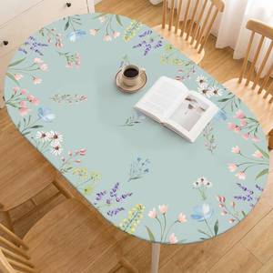 lot 10447 image: Horaldaily Spring Fitted Tablecloth 68 x 48 Inch Oval, Spring Daisy Tulips Lavender Floral Green Washable Table Cover Elastic Edged for Dinning, Picnic, Camping, Banquet