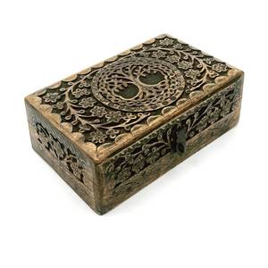 lot 10451 image: ZYNTIX Wooden Jewelery Box Decorative Box with Life of Tree Carving - Antique Design for Sister Birthday Gifts, Jewelry Organizer Gifts For Women Birthday Unique, wooden Handmade love Gift (Black)