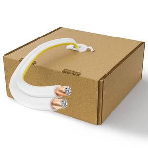 lot 10487 image: Mygatti 14AWG Speaker Wire 75 FT, 142 Gauge Audio Speaker Wire, for Car Speakers Stereo, Home Theater, Automotive Wire, White Jacket with Yellow Polarity Marker, CCA, 2 Conductors Electrical Wire