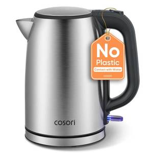 lot 11870 image: COSORI Electric Kettle, Plastic-Free Interior, 2 Lid Opening Angles, Easy to Clean, Automatic Shut Off and Boil-Dry Protection, Stainless Steel Tea Kettle, Hot Water Boiler and Heater, 1.7L, 1500W (Used)