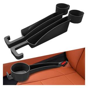 lot 11874 image: YoRise 2PCS Dual Slot Car Seat Gap Filler Organizer, Multifunctional Car Side Seat Gap Guard Spacer with Cup Holder, Universal Auto Storage Accessories for Preventing Items Falling Out (Black)
