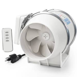 lot 11879 image: Voltset 4 Inch Inline Exhaust Fan with Remote Control, 280 CFM High Efficiency Air Flow for Bathroom, Kitchen, Grow Tent, Hydroponics, 3D Printerin