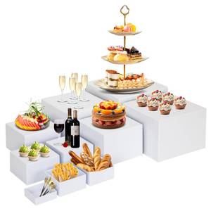 lot 11902 image: 10 PCS Buffet Risers, Large Food Risers for Buffet Table, Food Display Risers for Party, White Acrylic Boxes Dessert Table Display Set, Risers Display Stands (Size 10 9in 8in 7in 6in 5in 5in 4in 4in 3in, White)in
