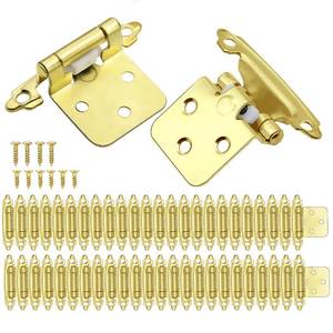 lot 11908 image: Gold Cabinet Door Hinges 12 Inch Overlay (Variable),50 Pack 25 Pairs Flush Face Mount Cupboard Self-Closing Kitchen Cabinet Hinges with Brass Screws