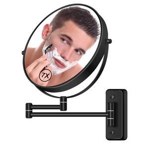 lot 11915 image: BTremary 8� Wall Mounted Magnifying Makeup Mirror 1X7X Wall Mount Mirror Swing Arm Two-Sided 360° Swivel Bathroom Shaving Mirror for Men and Women in HotelHome, Black