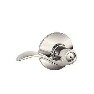 lot 11930 image: SCHLAGE Accent Lever Bed and Bath Lock in Polished Nickel - F40 ACC 618