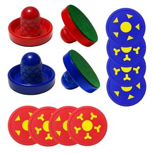 lot 11931 image: Joovon Air Hockey Pushers and Air Hockey Pucks, Non-Slip Strikers and Dynamic Pucks for Air Hockey Table Game for Adults and Kids,Replacement Accessories for Game Tables (Red and Blue)