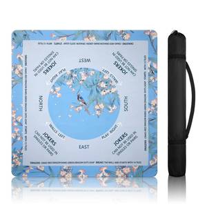 lot 11932 image: DEVPNR Mahjong Mat for Table with Rules, Noise-Reducing 32.6x32.6in Mahjong Table Cover, Non-Slip Table Cloth for American Mahjong, Poker, Card, Board and Tile Games, Easy Storage with Travel Bag (Blue)in
