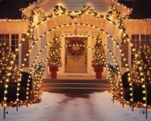 lot 11959 image: 3 Pack 10 Ft Christmas Light Arch Outdoor LED String Lights Archway Decor Reusable Xmas Arch Pathway Markers for Holiday Driveway Doorway Pathway Valentinefts Day Garden Lawn Yard Decor(Warm Yellow)
