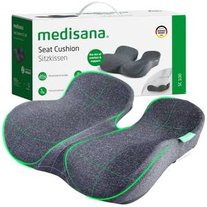 lot 11962 image: medisana Seat Cushion, SC 100 Seat Cushions for Office Chairs, Car Seat, Wheelchair - Sciatica and Tailbone and Coccyx Pain Relief Pillow for Driver Sedentary, Gift for Women Men(Size1814.63.54in-Grey)