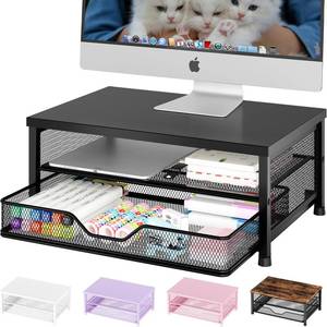 lot 11969 image: OPNICE Computer Monitor Stand Riser, Desk Organizer with Drawer, Laptop Stand, Office Desk Accessories and Workspace Desktop Organizers Storage for Office Supplies(Black)