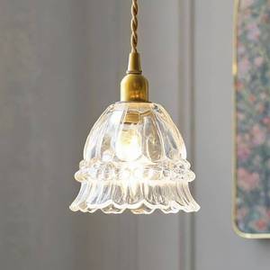 lot 11974 image: SWEMOPP Flower Glass Pendant Light for Kitchen Island Retro Antique Pendant Lighting Vintage Gold Single Petal Ceiling Hanging Lamp Mini Modern Chandelier for Dining Room Bathroom Bedroom Farmhouse
