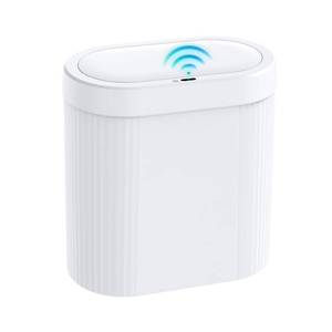 lot 11986 image: jinligogo 5 Gallon Bathroom Trash Can with Lid, Automatic Motion Sensor White Trash Can, Touchless Slim Waterproof Garbage Bin for Kitchen, Bedroom, Office, and Bathroom