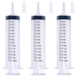 lot 12011 image: 150ml Large Syringes for Liquid, Oral, Scientific Labs, Measurement, Dispensing, with Cap- 3 Pack 150 ml Syringe