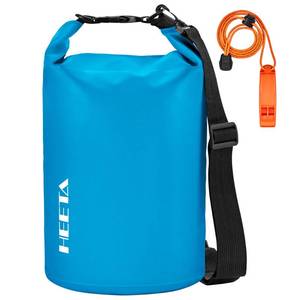 lot 12037 image: HEETA Waterproof Dry Bag for Women Men, Roll Top Lightweight Dry Storage Bag Backpack with Emergency Whistle for Travel, Kayaking, Boating, Camping, Beach, Cruise Ship Essentials (Blue, 5L)