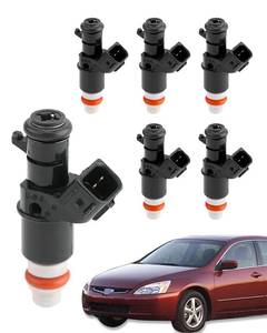 lot 12039 image: Fuel Injectors (6 PCS), 8 Holes, 3.5 3.2 3.0 2.0 L, Compatible with 2003-2017 Honda Accord Odyssey Pilot Ridgeline, 2003-2008 Acura MDX TL, V6 Engine, OE# 16450-RCA-A01, 8001492N, FJ485, 842-12289