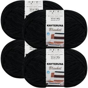 lot 12040 image: Knyteruna #6 Super Bulky Blanket Yarn for Crocheting - 4 Skeins(Each 10.5oz300g, 220yds201m), Chunky Chenille Thick Plush Big Soft Yarn for Crocheting Knitting Blankets, Black