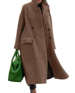 lot 12046 image: CHARTOU Women Oversized Long Winter Coats Warm Wool Blend Pea Trench Coat Overcoat (XX-Large, Camel)