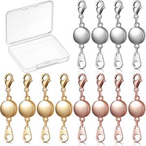 lot 12113 image: 12 Pieces Locking Magnetic Jewelry Clasp Round Necklace Clasp Closures Bracelet Extender for Jewelry Making (Gold, Silver, Rose Gold)