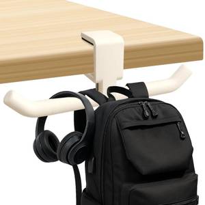 lot 12131 image: 80-lb Heavy-Duty Bag Hook for Desk or Table,Adjustable Purse Hanger,Purse Hook,Backpack Holder for Table and Handbag Hanger,Space-Saving Organizer for Classroom, Dorm Office,Home,and Cafe Tables (White)