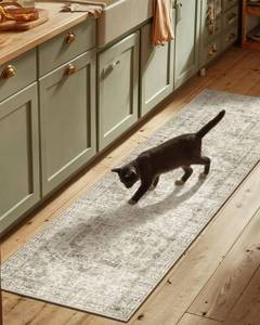 lot 12157 image: Machine Washable Kitchen Runner Rugs 2ft6x8ft Hallway Rug Non Slip Low Pile Stain Resistant Soft Carpet Runners for Hallways Indoor Entryway Kitchen Laundry Room Bedroom Farmhousein