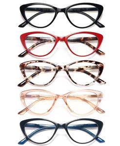 lot 12177 image: EYEURL 5-Pack Cat Eye Reading Glasses for Women- Men Blue Light Blocking Glasses Stylish Computer Readers for Women Anti Eyestrain and Glare with Spring Hinges,1.5