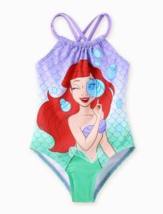 lot 12178 image: Disney Princess Girls Swimsuits Ariel Mermaid UPF 50 One Piece Bathing Suits Sport Summer Beach Swimwear Blue Quick Dry for Toddler Girls Size 4-5T