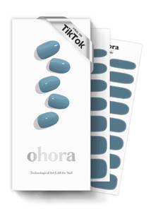 lot 12187 image: ohora Semi Cured Gel Nail Strips (N Washing Jean) - Blue, Solid, Works with Any UVLED Lamps, Salon-Quality, Long Lasting, Easy to Apply and Remove - Includes 2 Prep Pads, Nail File and Wooden Stick